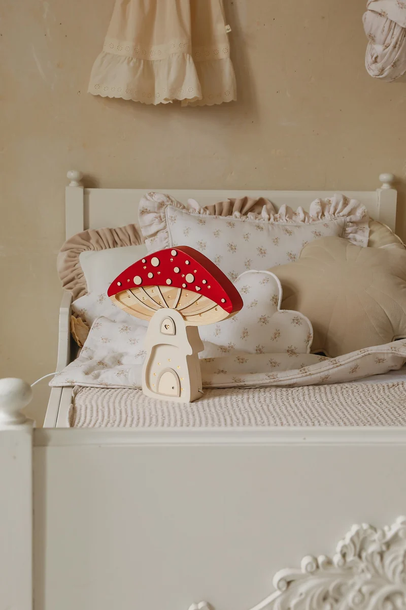 Little Lights Toadstool Mushroom House Night Light | Fairies Red