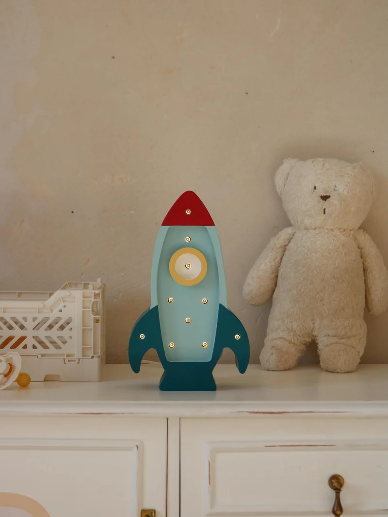 Little Lights Space Rocket Mini Night Light | Teal