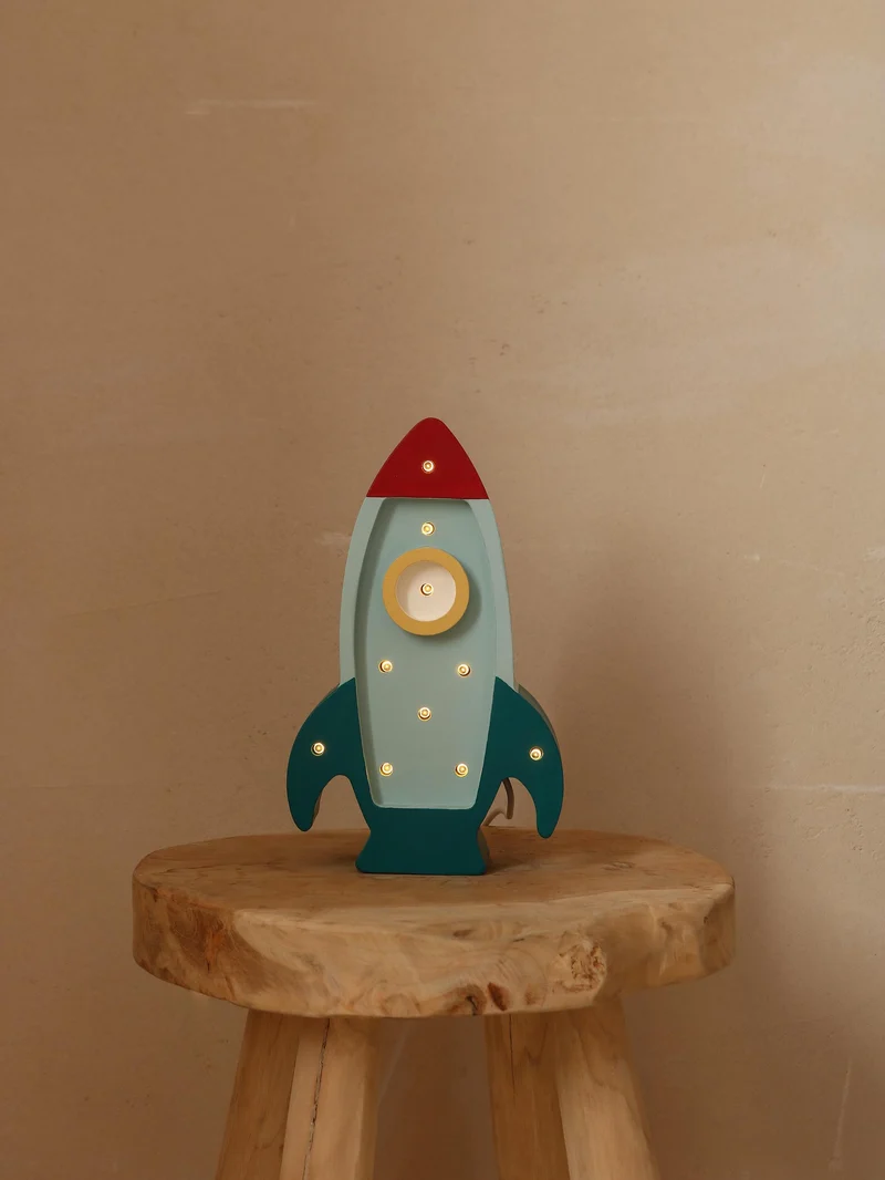 Little Lights Space Rocket Mini Night Light | Teal