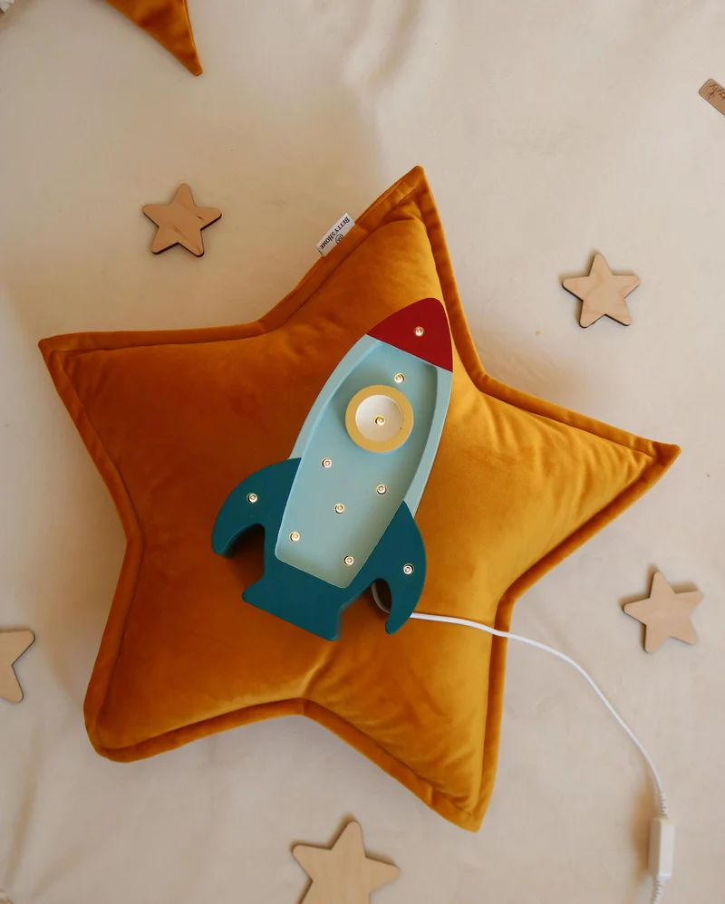 Little Lights Space Rocket Mini Night Light | Teal