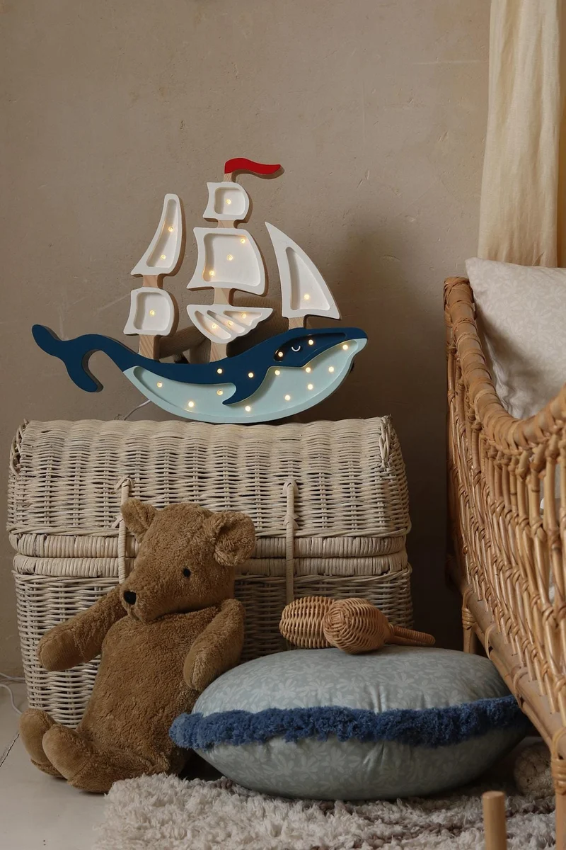 Little Lights Whale Ship Night Light | Navy Blue