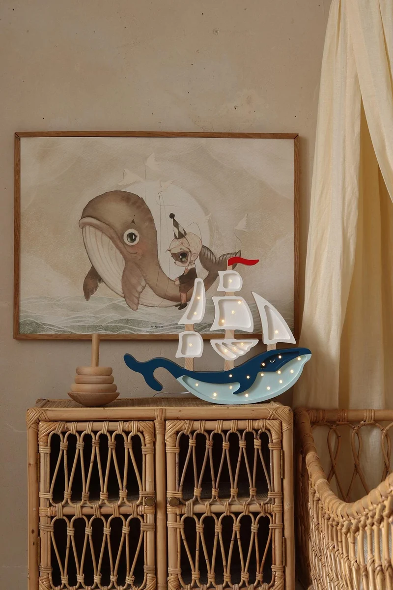 Little Lights Whale Ship Night Light | Navy Blue