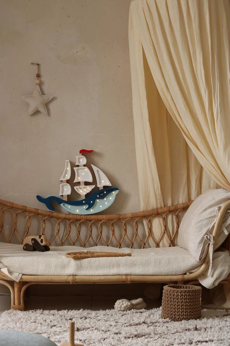 Little Lights Whale Ship Night Light | Navy Blue