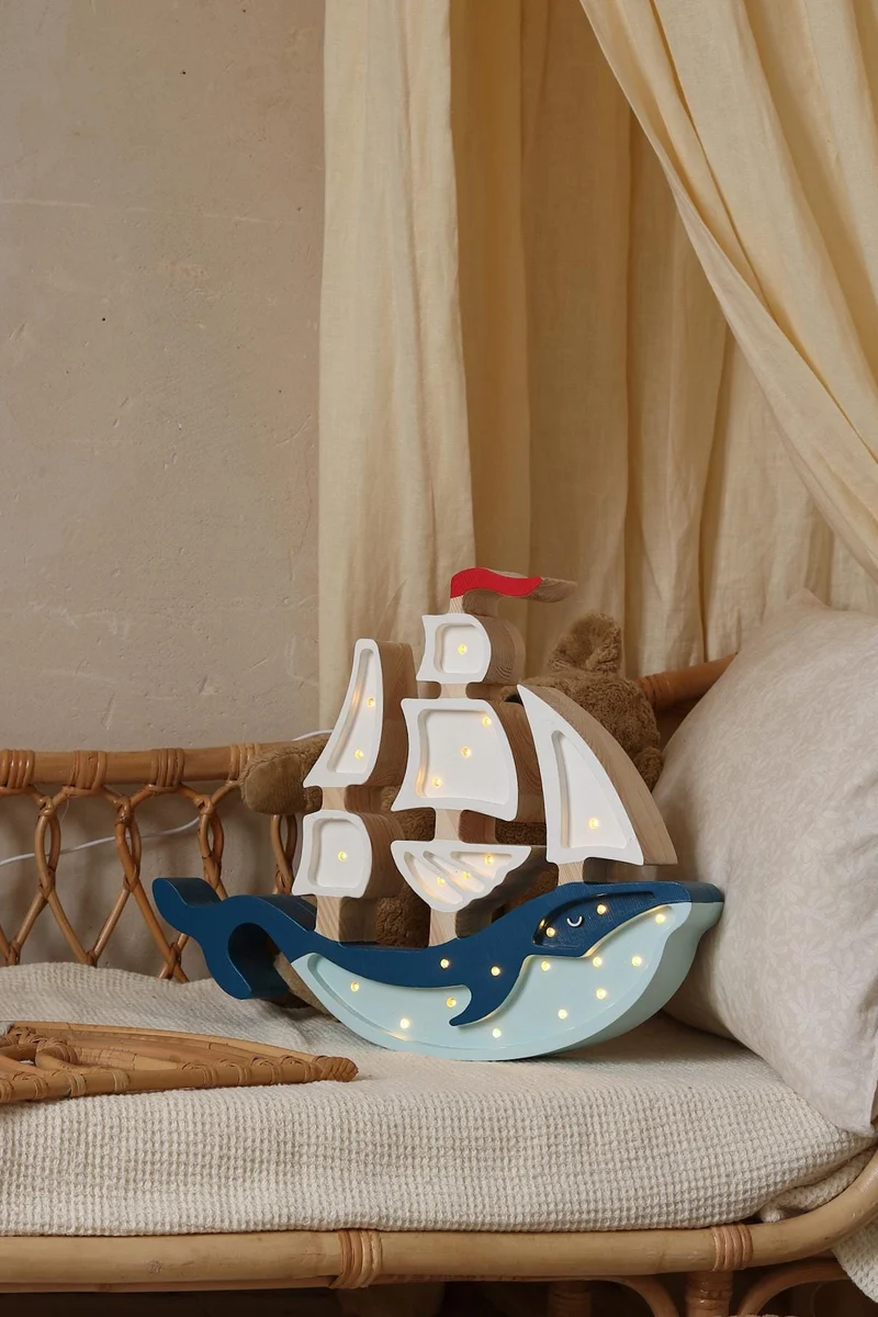 Little Lights Whale Ship Night Light | Navy Blue