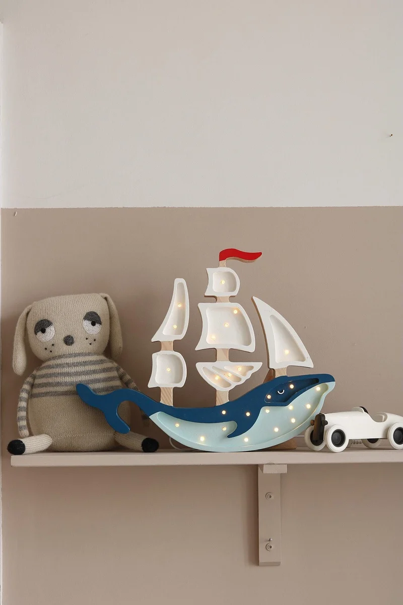 Little Lights Whale Ship Night Light | Navy Blue