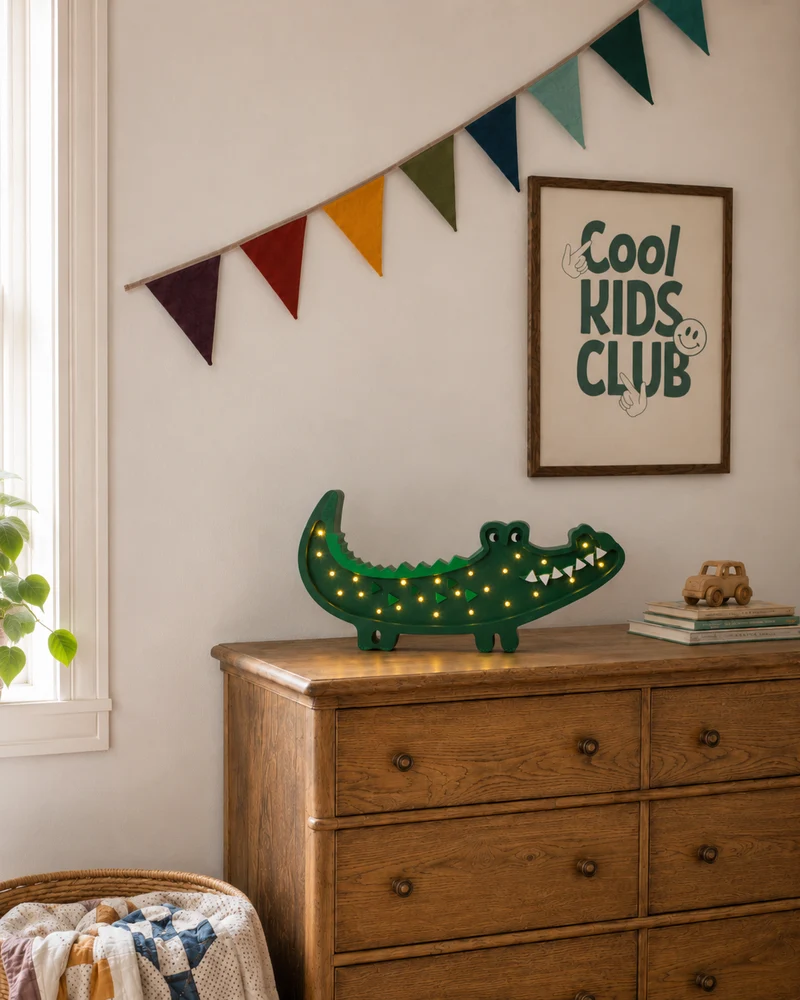 Little Lights Crocodile Night Light | Papkin Green