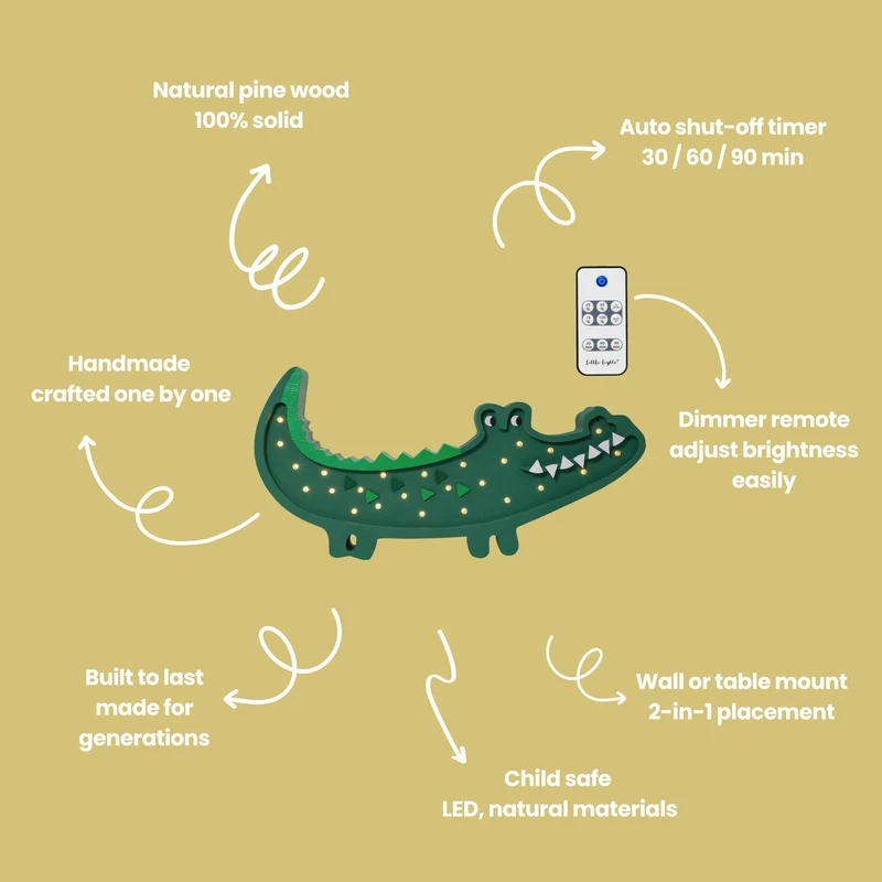 Little Lights Crocodile Night Light | Papkin Green