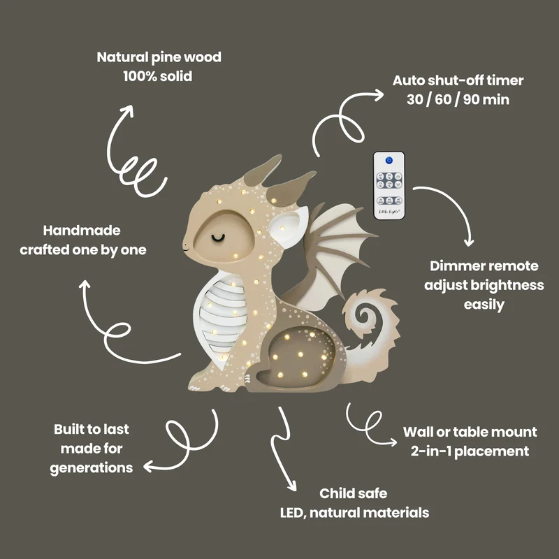 Little Lights Dragon Night Light | Tiramissu Brown
