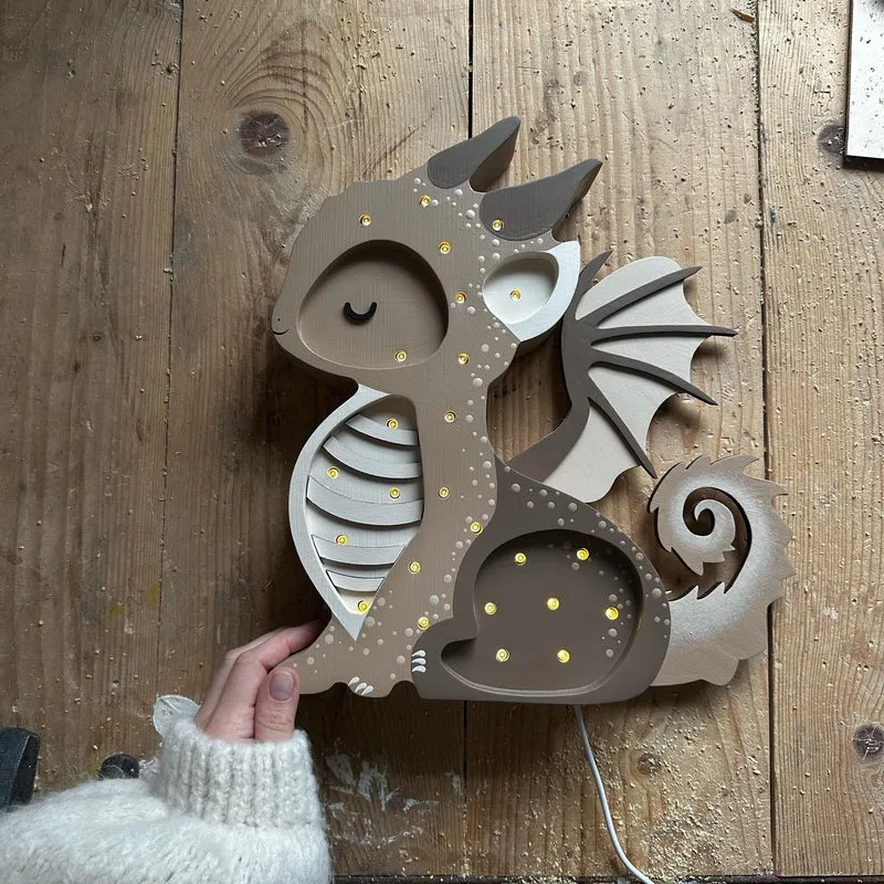 Little Lights Dragon Night Light | Tiramissu Brown