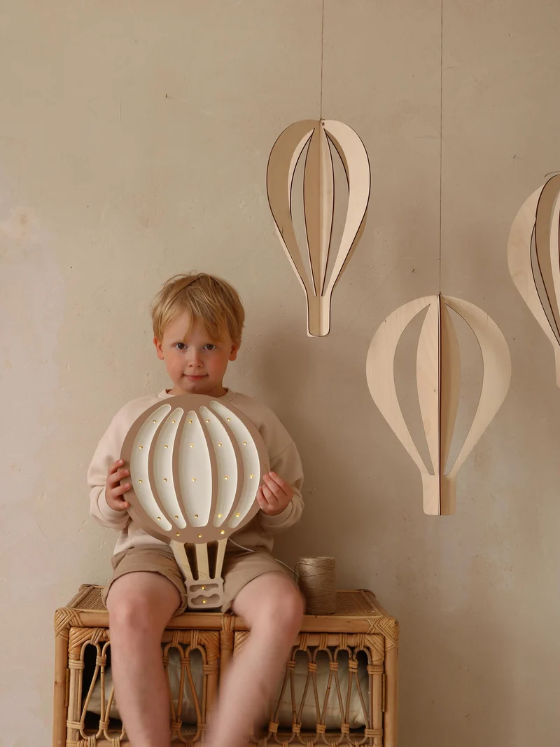 Little Lights Hot Air Balloon Night Light | Light Brown