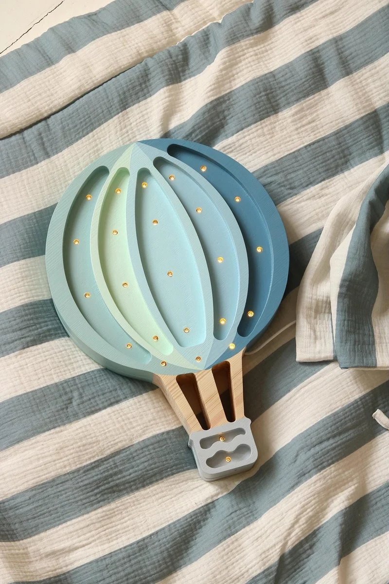 Little Lights Hot Air Balloon Night Light | Blue Rainbow