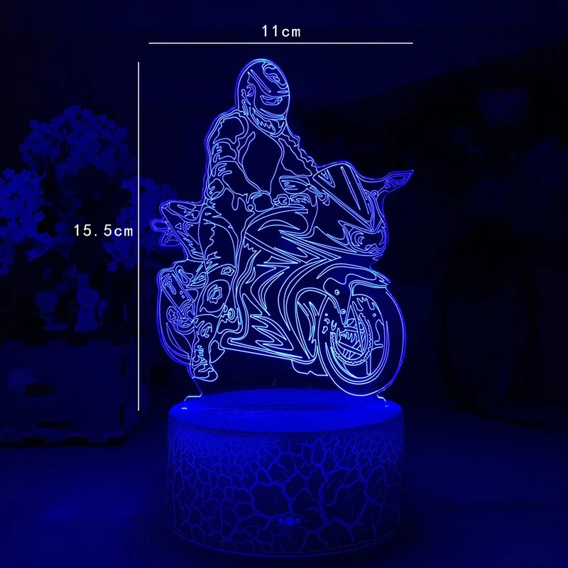 Nacht- oder Dekolampe mit Motorrad Rennfahrer Motiv