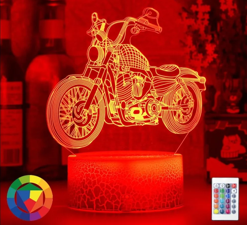 Nacht Licht mit Motorrad Chopper Harley Motiv