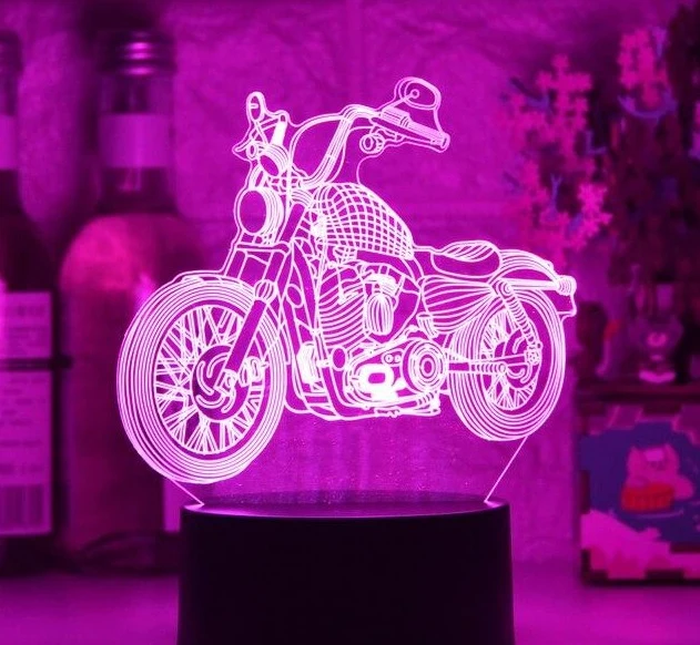 Nacht Licht mit Motorrad Chopper Harley Motiv
