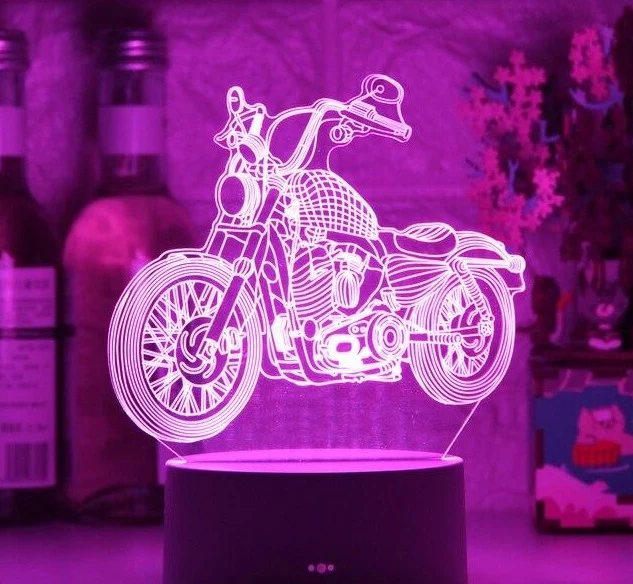 Nacht Licht mit Motorrad Chopper Harley Motiv