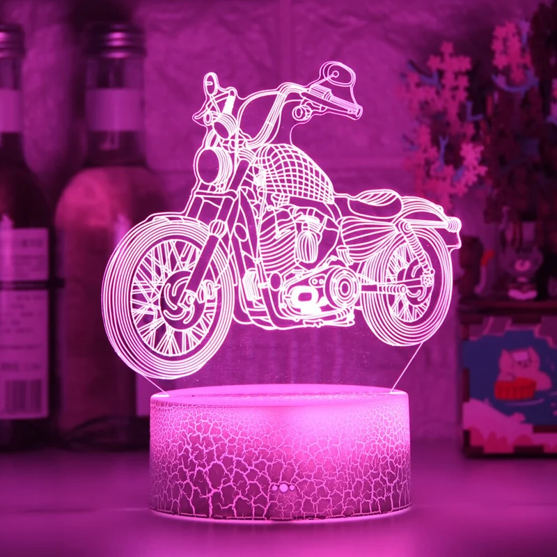 Nacht Licht mit Motorrad Chopper Harley Motiv