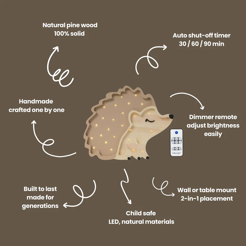Little Lights Hedgehog Night Light | Autumn Brown