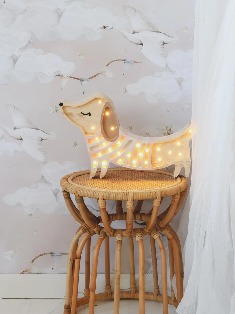 Little Lights Puppy Dachshund Night Light | Strawberry Cream
