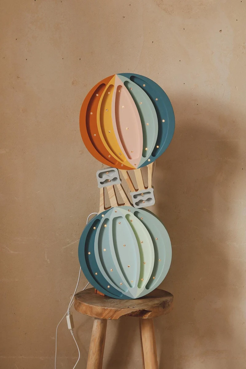 Little Lights Hot Air Balloon Night Light | Retro Rainbow