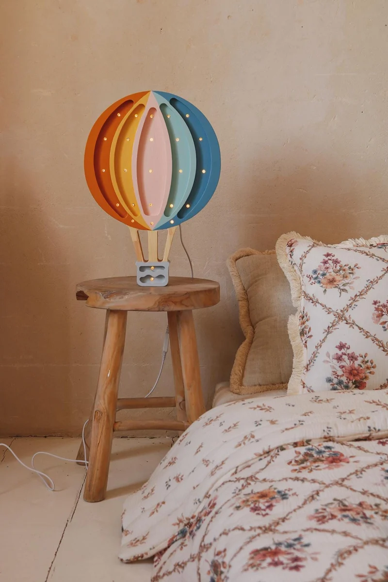 Little Lights Hot Air Balloon Night Light | Retro Rainbow