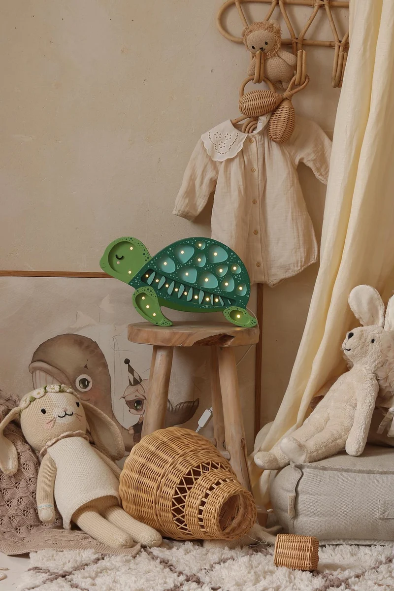 Wooden Turtle Night Light Ocean Decor for Kids' Room Handmade Lamp Baby Nursery Lighting Coastal Style Beige Baby Room Sea Animal Nautical