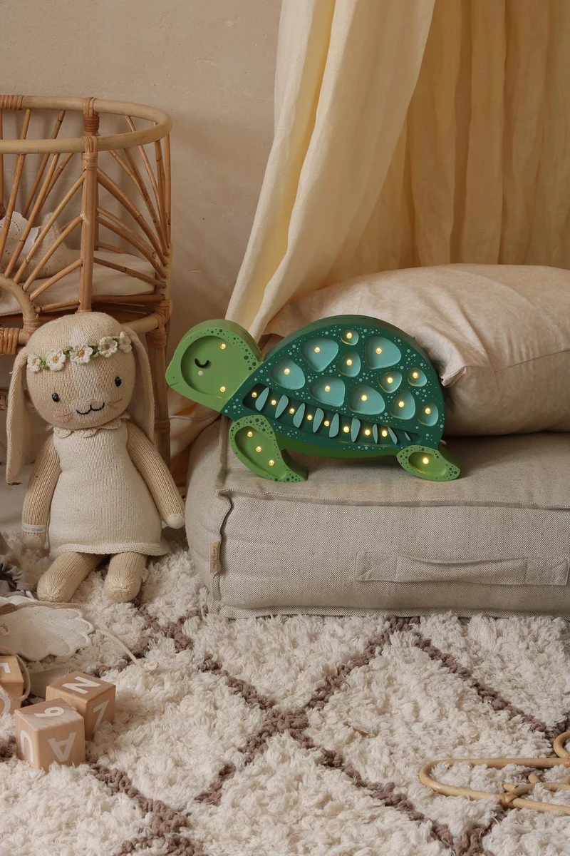 Wooden Turtle Night Light Ocean Decor for Kids' Room Handmade Lamp Baby Nursery Lighting Coastal Style Beige Baby Room Sea Animal Nautical