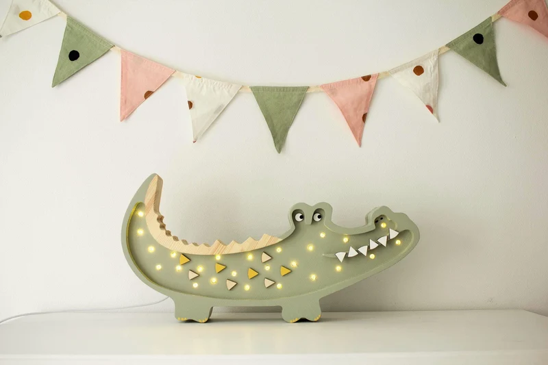 Little Lights Crocodile Night Light | Khaki Pastel