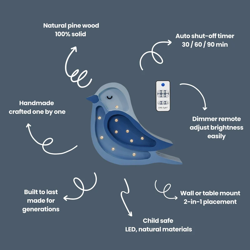 Little Lights Bird Mini Night Light | Denim