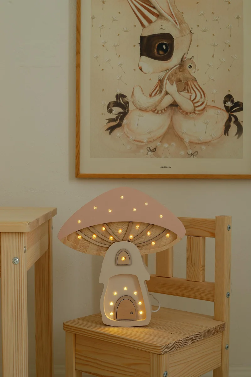Little Lights Mushroom House Night Light | Marshmallow Pink
