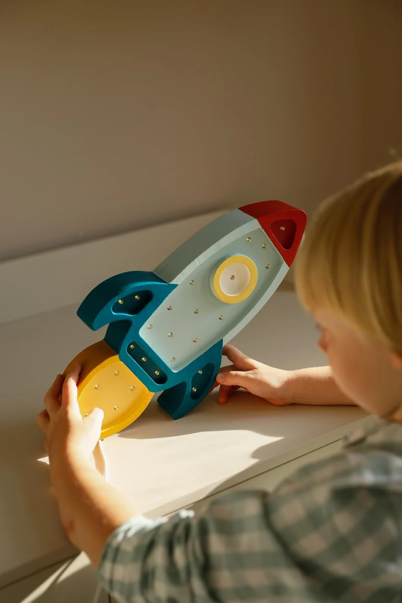 Little Lights Space Rocket Night Light | Teal