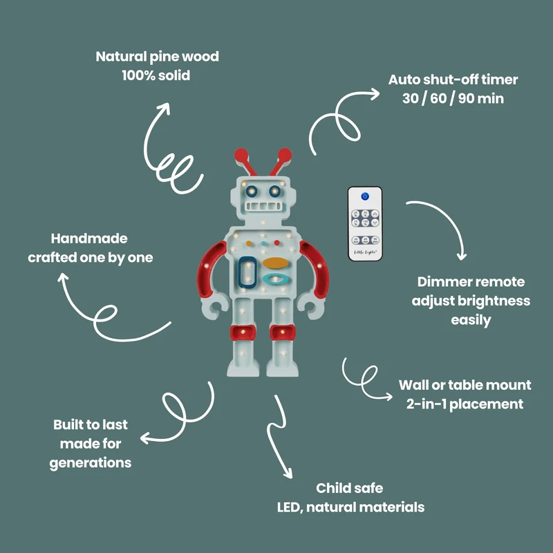 Little Lights Robot Night Light | Metalic Blue