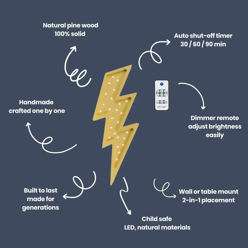 Little Lights Lightning Bolt Night Light | Yellow