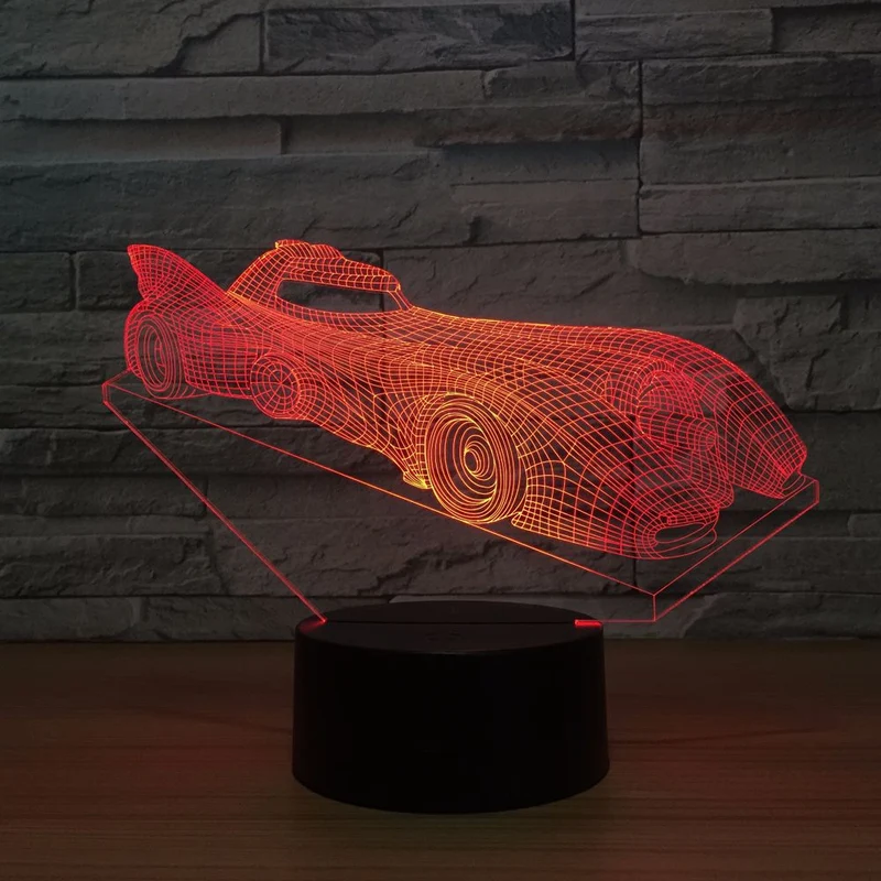 3D LED Lampe mit Batman Batmobile Motiv - Farbwechsel und Touch