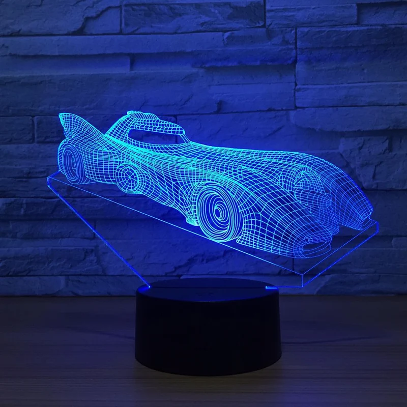 3D LED Lampe mit Batman Batmobile Motiv - Farbwechsel und Touch