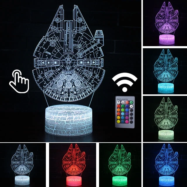 Millenium Falcon Star Wars 3D LED Nachtlicht Lampe Tischlampe