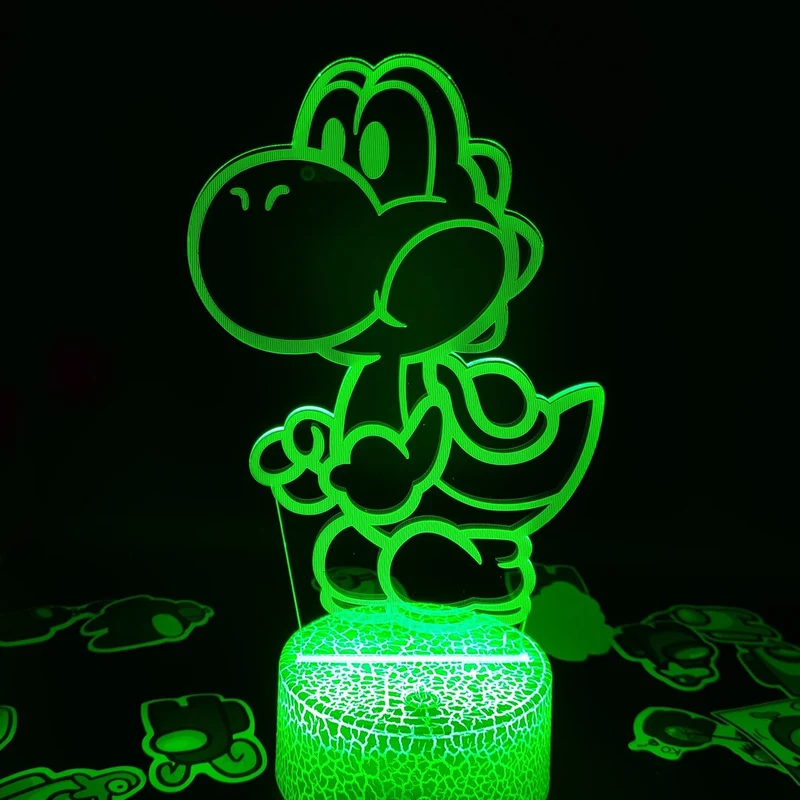 Yoshi Lampe mit Farbwechsel Effekt und 3D - Nachtlampe - Tischlampe
