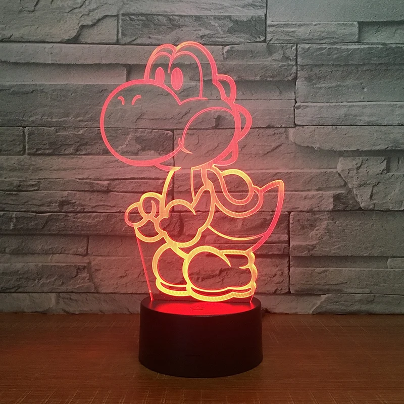 Yoshi Lampe mit Farbwechsel Effekt und 3D - Nachtlampe - Tischlampe