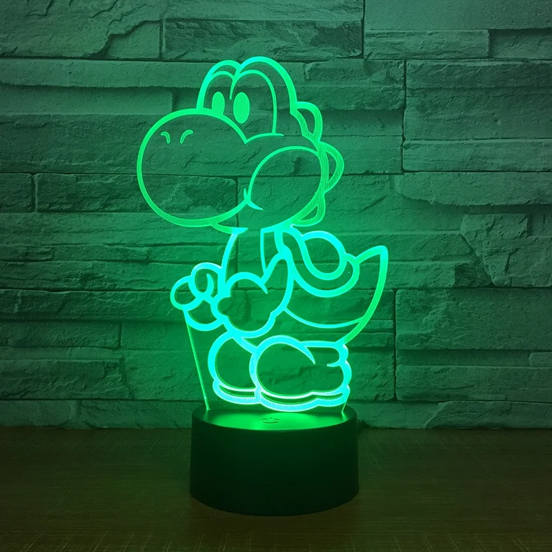 Yoshi Lampe mit Farbwechsel Effekt und 3D - Nachtlampe - Tischlampe