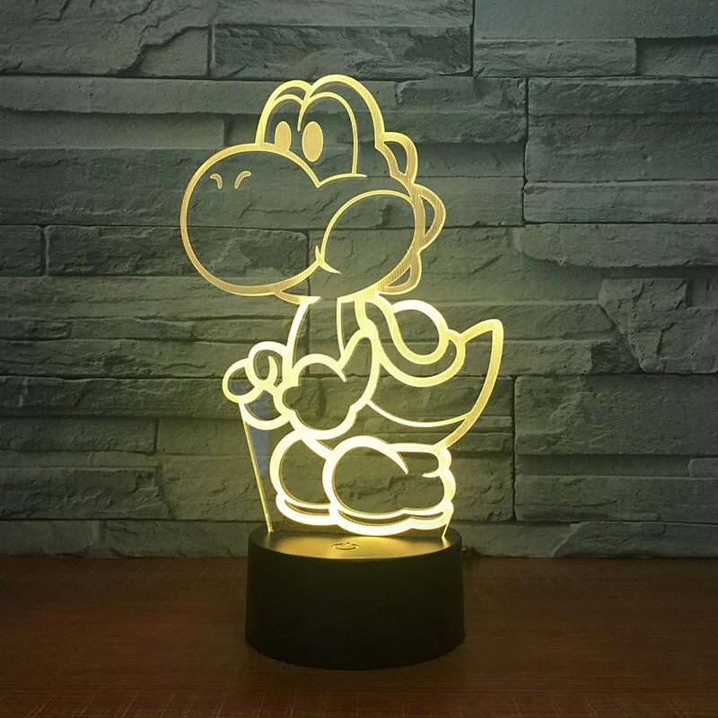 Yoshi Lampe mit Farbwechsel Effekt und 3D - Nachtlampe - Tischlampe