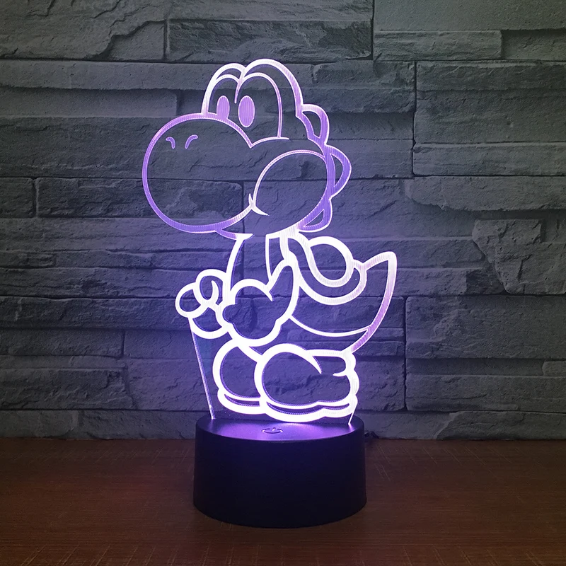 Yoshi Lampe mit Farbwechsel Effekt und 3D - Nachtlampe - Tischlampe