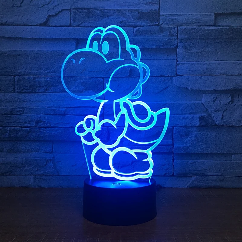 Yoshi Lampe mit Farbwechsel Effekt und 3D - Nachtlampe - Tischlampe