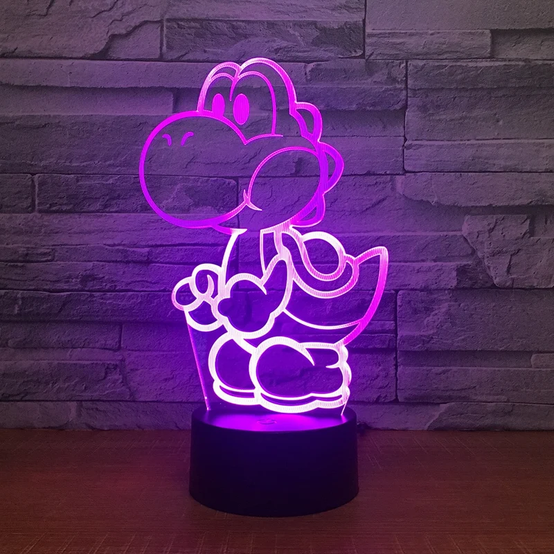Yoshi Lampe mit Farbwechsel Effekt und 3D - Nachtlampe - Tischlampe