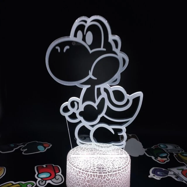Yoshi Lampe mit Farbwechsel Effekt und 3D - Nachtlampe - Tischlampe