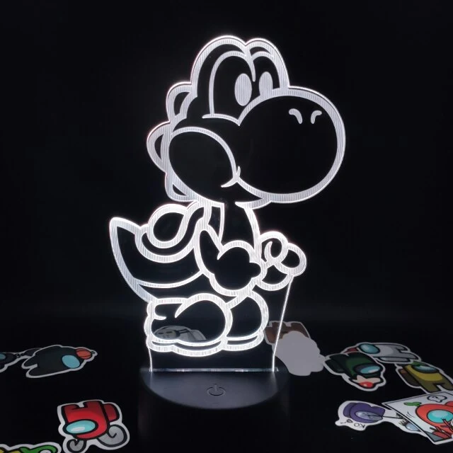 Yoshi Lampe mit Farbwechsel Effekt und 3D - Nachtlampe - Tischlampe