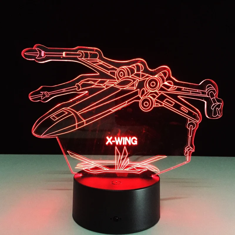 Star Wars 3D X-Wing Fighter Tischlampe - Nachtlampe - Lampe mit 3D Effekt