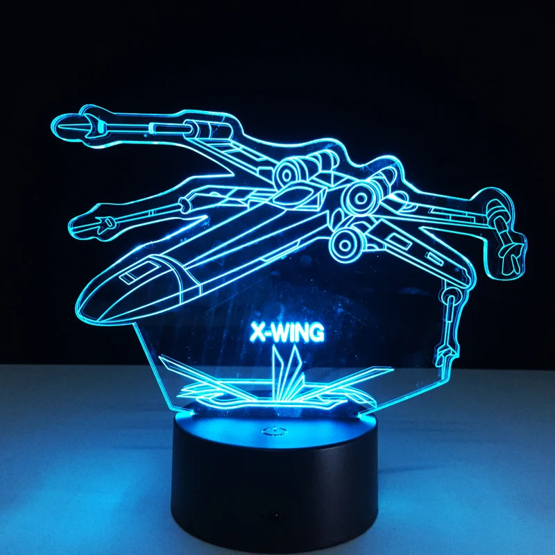 Star Wars 3D X-Wing Fighter Tischlampe - Nachtlampe - Lampe mit 3D Effekt