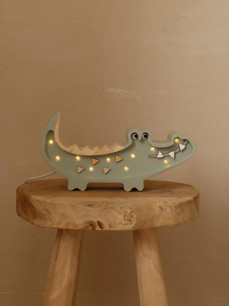 Little Lights Crocodile Mini Night Light | Khaki Pastel