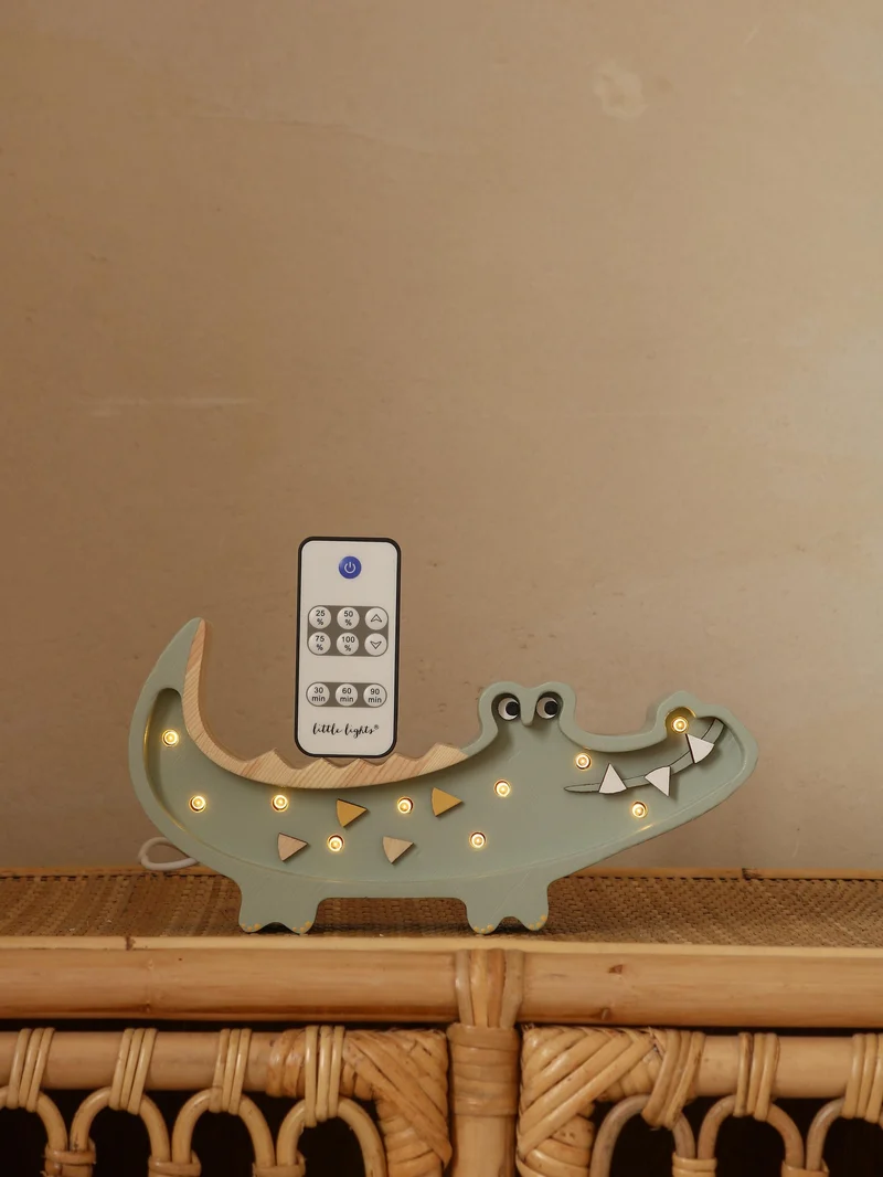 Little Lights Crocodile Mini Night Light | Khaki Pastel