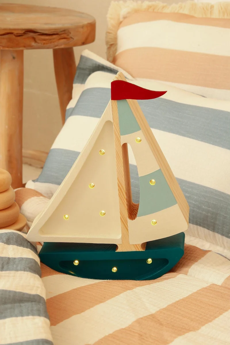 Little Lights Sailboat Night Light | Teal