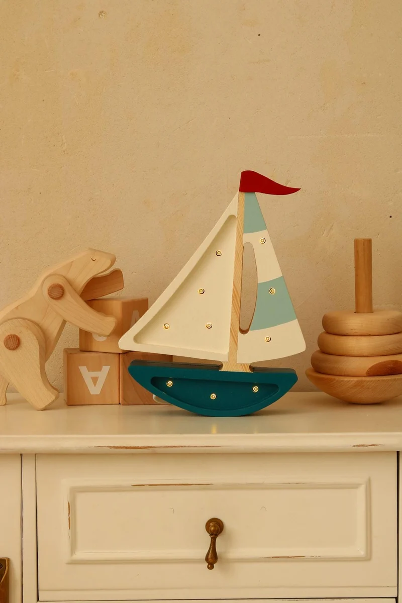 Little Lights Sailboat Night Light | Teal